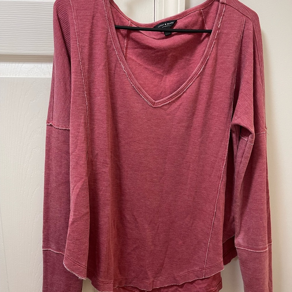 Lucky Brand Salmon waffle shirt